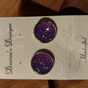 New Charming purple glitter Earrings hypoallergenic